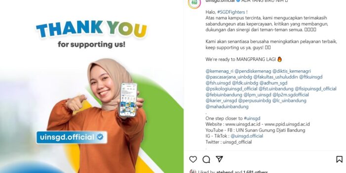 Top! Tiga Akun Instagram Centang Biru di Lingkungan PTKIN, Salah Satunya Milik UIN Bandung